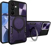 Compatible with Samsung Galaxy A25 Cover,Compatible with Samsung Galaxy A25 5G SM-A256E Car Mount Magnetic Stand Slide Lens 2 in 1 Case Purple