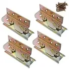 4 Sets Bed Rail Brackets,Heavy Duty Bed Frame Brackets Bed Fittings Wooden Be...