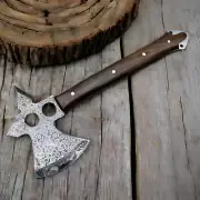 Custom Axe Hatchet Rain Drop Pattern Damascuss steel Axe With Leather Sheath