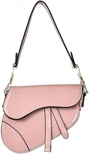 [RomanticDesign] Women Saddle Shoulder Bag Trendy PU Leather Satchel Bag Underarm Handbag Crossbody Bag