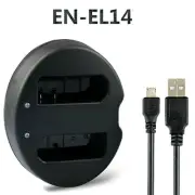 New EN-EL14 Battery USB Dual Charger For Nikon D5200 D3200 D3100 D5100 D5300