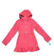 Michael Kors Girls Pink Trench Raincoat Sangria Hood Button Up/ Buckle Size 16