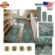 Versatile Geometric Kitchen Runner Set - 3 Non-Slip Mats for Safe Surfaces