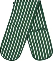 MOLLY MALOU® Butcher Stripe Double Oven Gloves Quilted Heavy Duty Cooking Potholder Heat Resistant Mitt 18x90cm (Green)