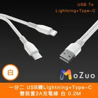 在飛比找Yahoo奇摩購物中心優惠-【魔宙】一分二 USB轉Lightning+Type-C 雙