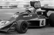 Patrick Depailler Tyrrell 007 Ford looks over to his left Italian GP Old Photo
