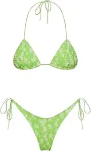 [N\P] NP Triangle Push Up Bikini Set String Thong Swimwear Ruched Bikinis Women Two Piece Light Green