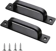 2 Pack Barn Door Handles, 5.8" Sliding Barn Door Pull Handle, Cabinet Door Handle with Screws, Heavy Duty Pull Push Door Plate Handle for Wardrobe Drawer Closet (Black)