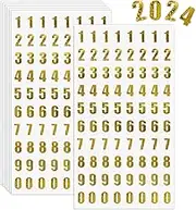 7 Sheets Number Stickers, 1 inch Gold Number Stickers, Graduation Cap Stickers, Self Adhesive Stickers Set 0-9 for Gift Scrapbooks Greeting Cards DIY Arts Craft Date (Gold)