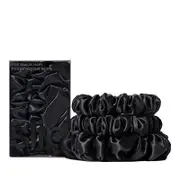 slip Pure Silk Back to Basics Midi/Large Scrunchies in Black, Set of 3