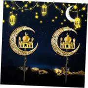 2 Pcs Ramadan Solar Lights Ramadan Lights Decorations Outdoor Mubarak Star