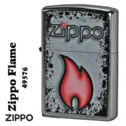 Zippo Oil Lighter Flame Design Silver Black Flat Top Case Street Chrome Japan