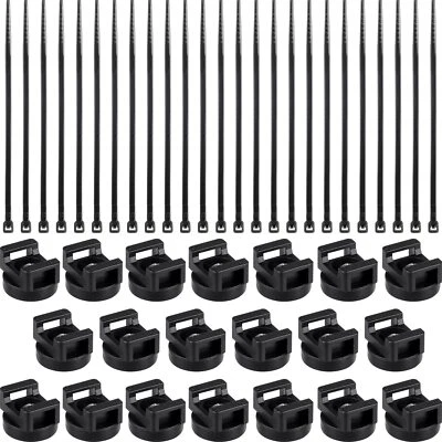 120 Pcs Magnetic Zip Tie Mount Wire Management Bases with Zip Ties, 22mm