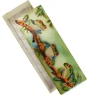 Capiz Shell Trinket Box, 9", Frogs