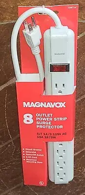 MAGNAVOX 8 Outlet Power Strip Surge Protector w/2.5' Cord #32987-M