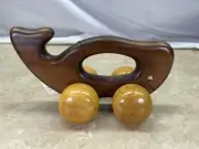 Vintage Wooden Whale Toy Googly Eyes Massage Pet Creative Wood Specialties NEW