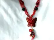 Coconut Shell Wood Beads Braided Necklace Earrings US Seller Set 36" NWT New