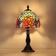 LED Table Lamp Retro Vintage Baroque Glass Lampshade Mosaic Colourful Luxury Base E27 for Bedside Table, Bedroom, Desk