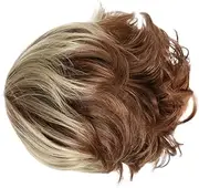 MERRYHAPY Full Cover Curly Wig Women's Short Length Fluffy Bangs Wig Realistic Hair Wood Gradient Rose Mesh