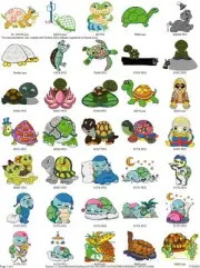 162 TURTLE EMBROIDERY MACHINE DESIGNS COLLECTION PES JEF HUS DST EXP VIP USB
