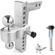 MILLISEC Adjustable Trailer Hitch Load Bearing 12500 LBS GTW, Fits 2-Inch Receiver,10-Inch Drop/Rise Aluminum Tow Hitches Doubble-Ball (2'', 2-5/16'') Drop Hitch Ball Mount for Heavy Duty Truck