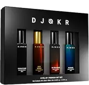 Djokr Perfume Gift Set For Men Pack Of 4X20 ml Eau De Parfum Premium Luxury Long Lasting Fragrance Spray Signature, On The Rocks, Oud Wood, Marine 4X20 ml