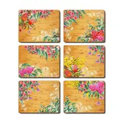 Country Kitchen Native Flowers Cinnamon Cork Backed Placemats Set 6