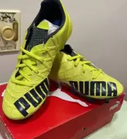 Puma evoSPEED 1.4 FG Soccer Cleats Women's Sulphur Spring-Eclipse-Blue - Sz 6.5