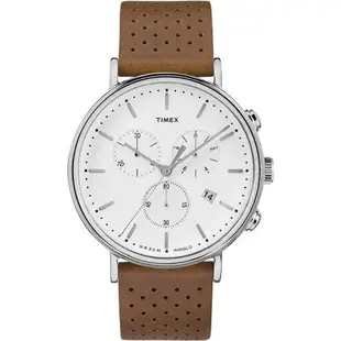 TIMEX 天美時 Fairfield系列 三眼計時手錶 白x棕(TXTW2R26700)