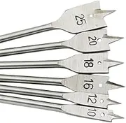ZONADA 6Pcs Wood Flat Drill Sets 10mm 12mm 16mm 18mm 20mm 25mm Steel Woodworking Spade Drill Bits Hex Shank Puncher Sets Woodworking Tool