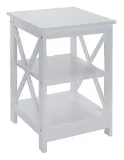 [Sarantino] Orson Bedside Table 2-Tier in White