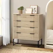 [OIKITURE] Chest of Drawers with 4 Storage Drawers Dresser Hallway