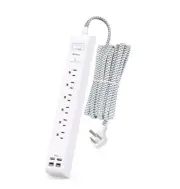 Surge Protector Power Strip 10 ft with 4 USB Ports 2 USB-C 6 AC 10FT White