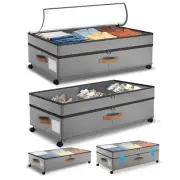 Under Bed Storage with Wheels, 72L XXL Large Underbed Storage Containers, 11 ...