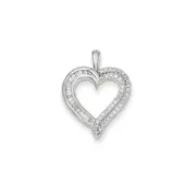 14k White Gold 0.26ct Diamond Baguette Heart Pendant