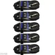5pack 10ft XLR male to female shielded mic microphone cable DMX cord 20ga guage