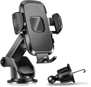 Car Phone Holder, Car Phone Mount for Dashboard & Air Vent & Windshield & Desk, 360° Universal Car Mobile Phone Stand for iPhone 16 15 Pro Max 14 13 12 11 XS Samsung Google Huawei & All Smartphones