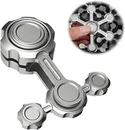 Umnodobn Cool Infinity Gear Gravity Fidget Spinner Metal Toy for Kids Adults, Chaos Flippy Fidget Chain Finger Hand Spinner Desk Toy, Small Gadget Stress Relief Fingertip Gyro Prizes Gift