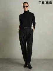 Reiss Black Macy Merino Wool Roll Neck Jumper (E79939) | $180