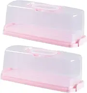 [Levemolo] 2pcs Portable Bread Box Handle Reusable Lid Plastic Loaf Cakes Storage Container Rectangular Bread Keeper Airtight Box
