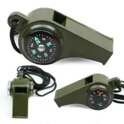 3 in 1 Emergency Survival Whistle Compass Thermometer Referee Camping Hiking