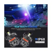 Car LED RGB Headlight APP Bluetooth-Compatible Control Multi Colors LED Fog Lights Bulbs ,H8 H9 H11 Black