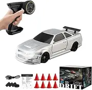 Generic RC Drift Car with Gyro, 1/43 Scale 2.4G 4WD Full-Proportion RC Electric Mini Racing Drift Car Model with Linkage Light, Christmas and Birthday Gifts for Car Lover