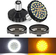Benlari 2023 Upgrade 2/'' Motorcycle Front Turn Signals with Smoked Lens Covers 1157 LED Running Compatible for Harley Davidson Touring Dyna Softail Sportster Street Glide Road Iron 883, Amber,White