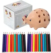 LeoLeozz Hedgehog Pen Holder - 24 Colorful Pencils Animal Shaped Pencil Holder | Creative Pen Box Desk Ornament For Students