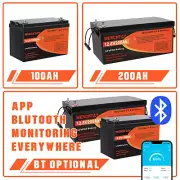12V 100Ah 200Ah Lithium Iron Phosphate Battery LiFePO4 Rechargeable Camping RV