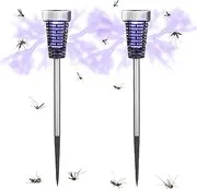 Solar Bug Zapper, Waterproof Mosquito Killer Lamp, Outdoor Mosquito Zapper for Backyard Patio Garden Camping, Mosquito Trap, Insect Fly Trap (2 Pcs)