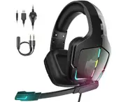Gaming Headset, LED Light Headphones with Microphone, PC Headphones, Over-Ear Headphones with Excellent Sound Quality for PC, Xbox One, Xbox Series X-S