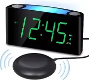 Extra Loud Vibrating Alarm Clock with Bed Shaker Green Digits +
