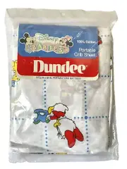 Vintage Dundee Disney Portable Crib Sheet Baby Mickey Minnie Mouse 24 X 38" NOS